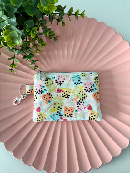 Bubble Tea Fabric Key Chain Wallet/Zipper Pouch