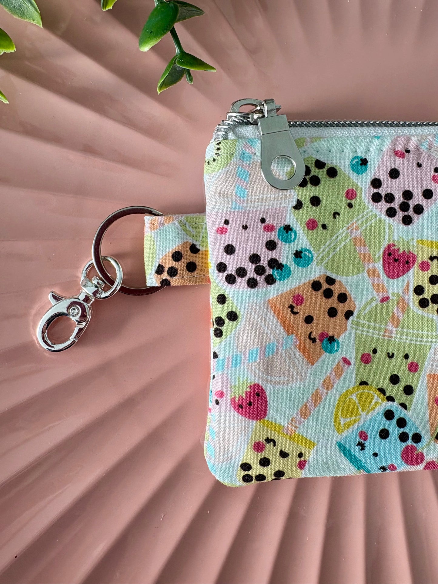 Bubble Tea Fabric Key Chain Wallet/Zipper Pouch