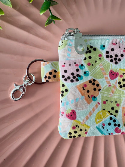 Bubble Tea Fabric Key Chain Wallet/Zipper Pouch