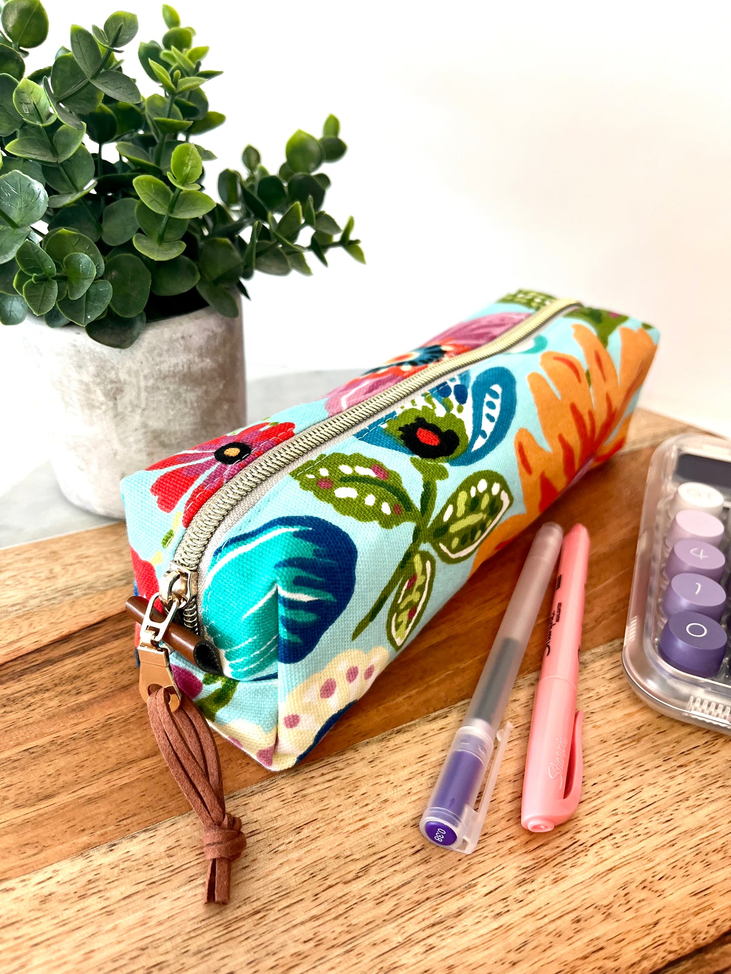 Bold Floral Cotton Canvas Pencil Case