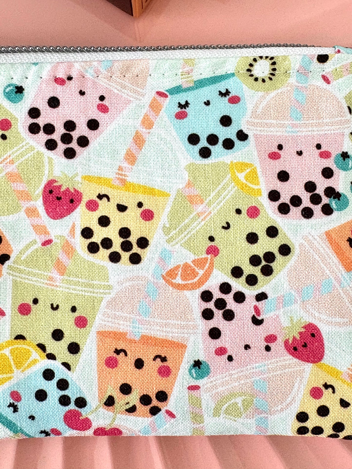 Bubble Tea Fabric Key Chain Wallet/Zipper Pouch