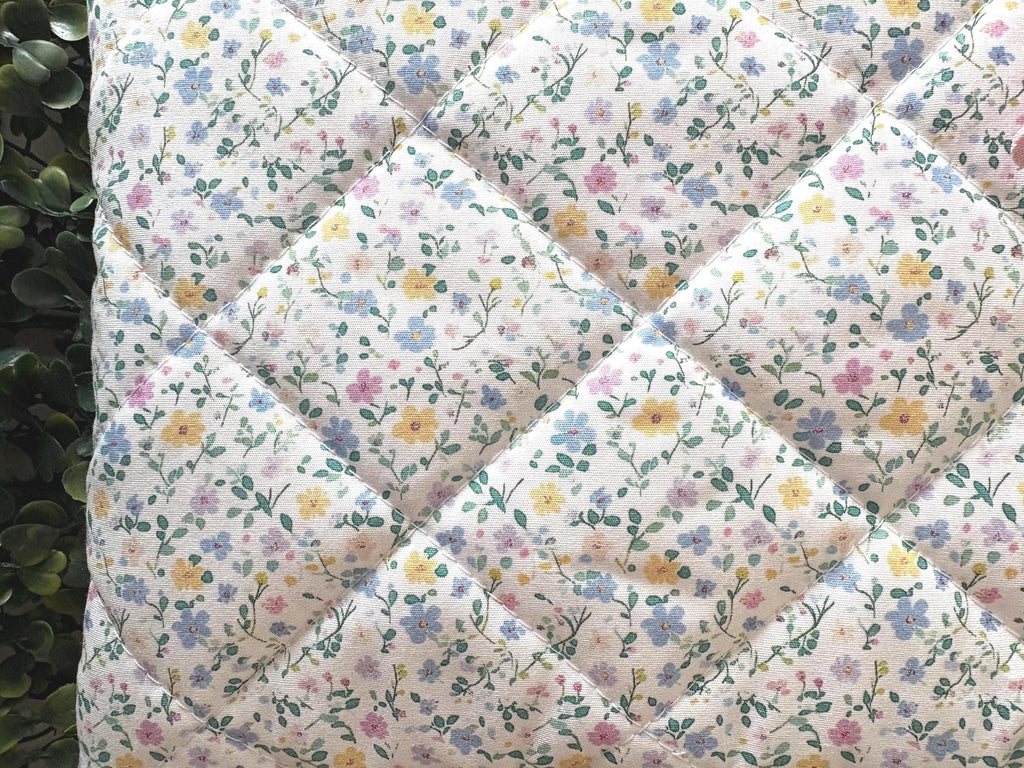 Baby Pink and Blue Floral Quilted Kindle Sleeve: Padded Cotton E - reader Cover with bow - All About Bags Co