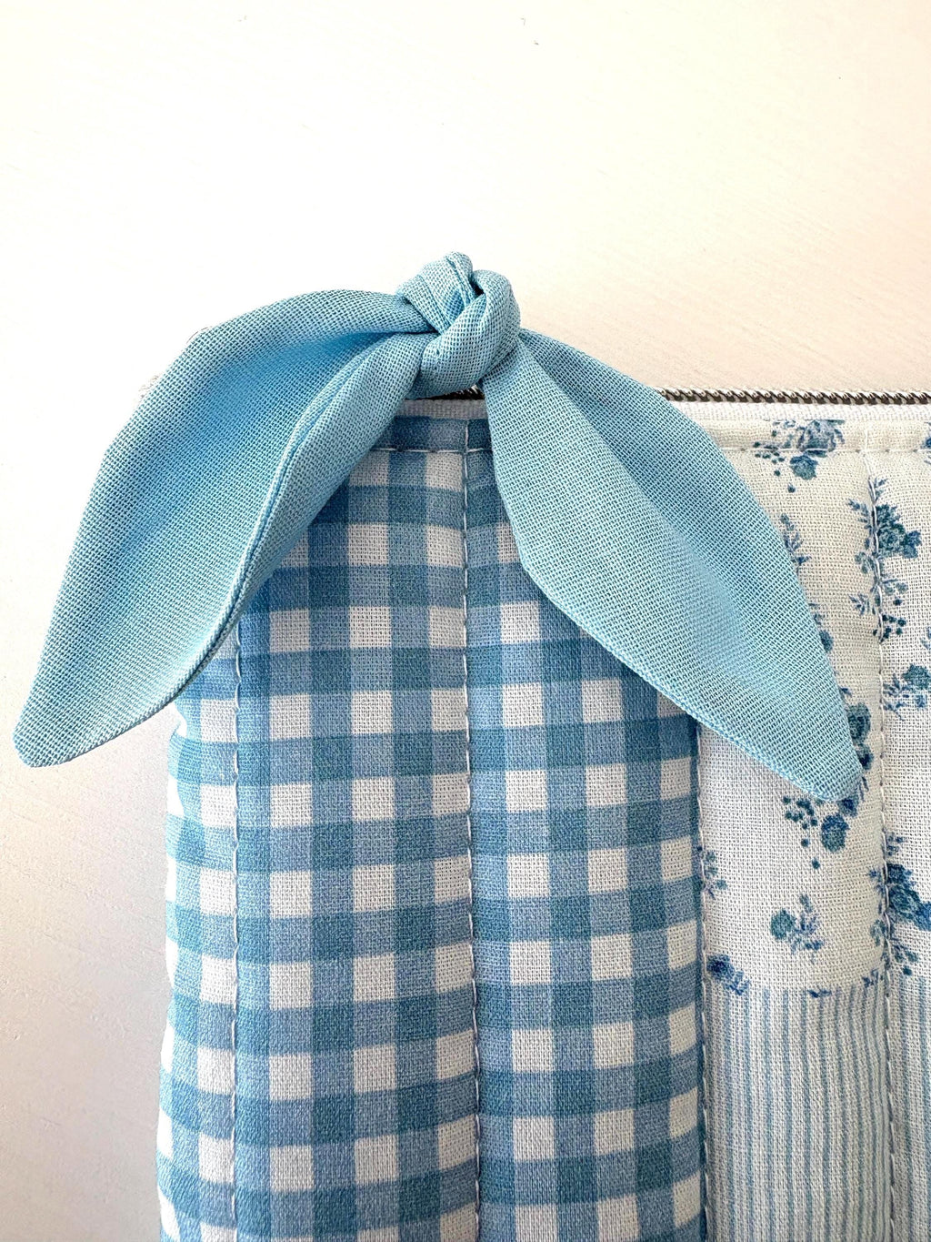 Blue Patchwork Gingham Quilted Kindle Sleeve: Quilted Cotton E - reader Cover - All About Bags Co