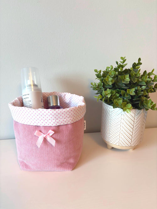Corduroy Makeup Organizer – Handmade Puff Vanity Bucket - All About Bags Co
