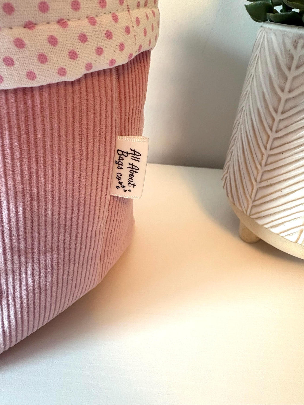 Corduroy Makeup Organizer – Handmade Puff Vanity Bucket - All About Bags Co