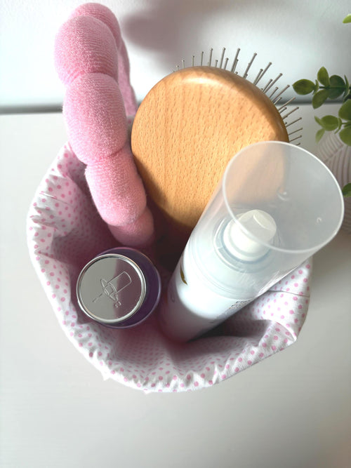 Corduroy Makeup Organizer – Handmade Puff Vanity Bucket - All About Bags Co