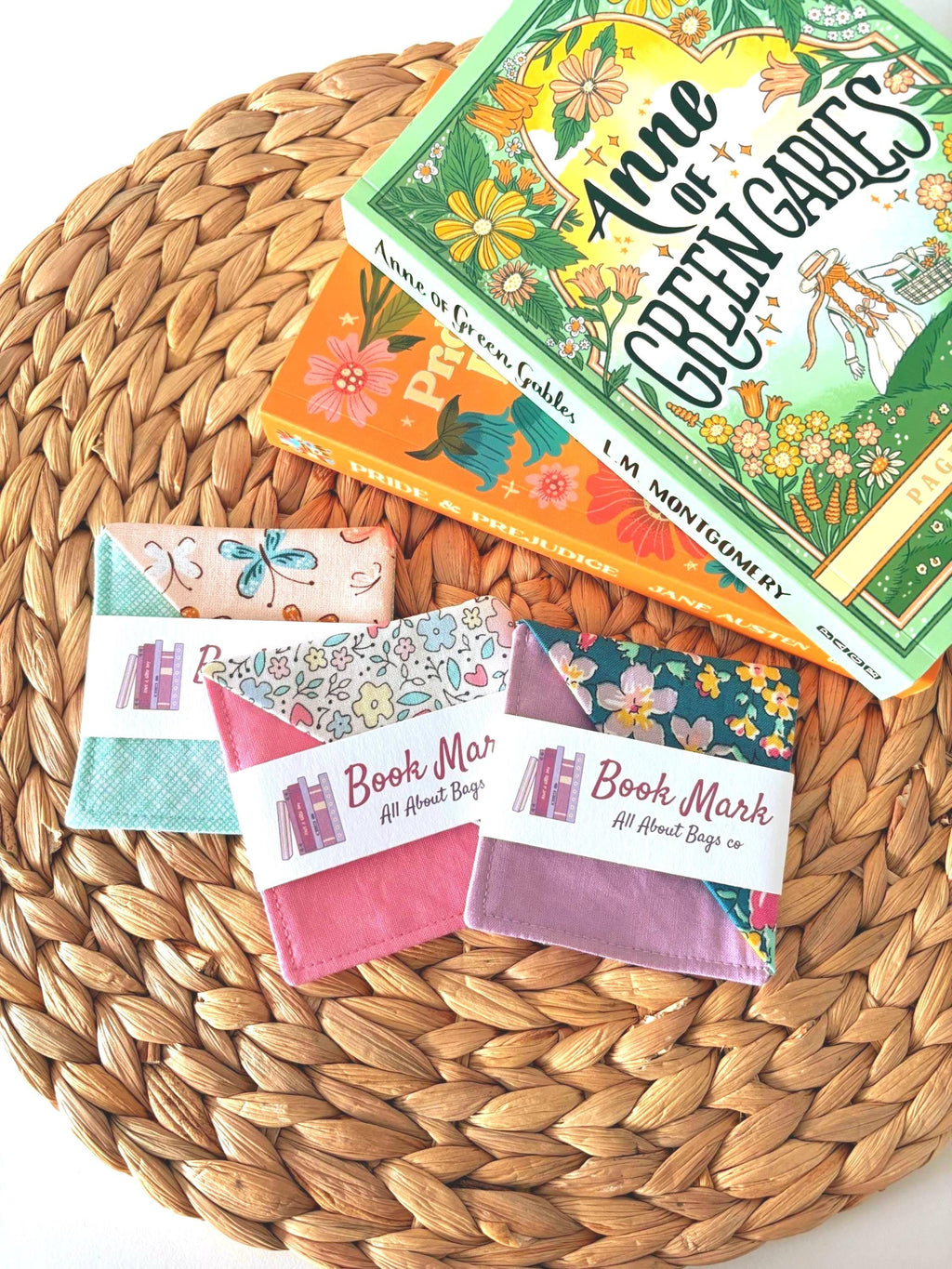 Floral Fabric Corner Bookmark: Cotton Book Page Saver, Bookish gift - All About Bags Co
