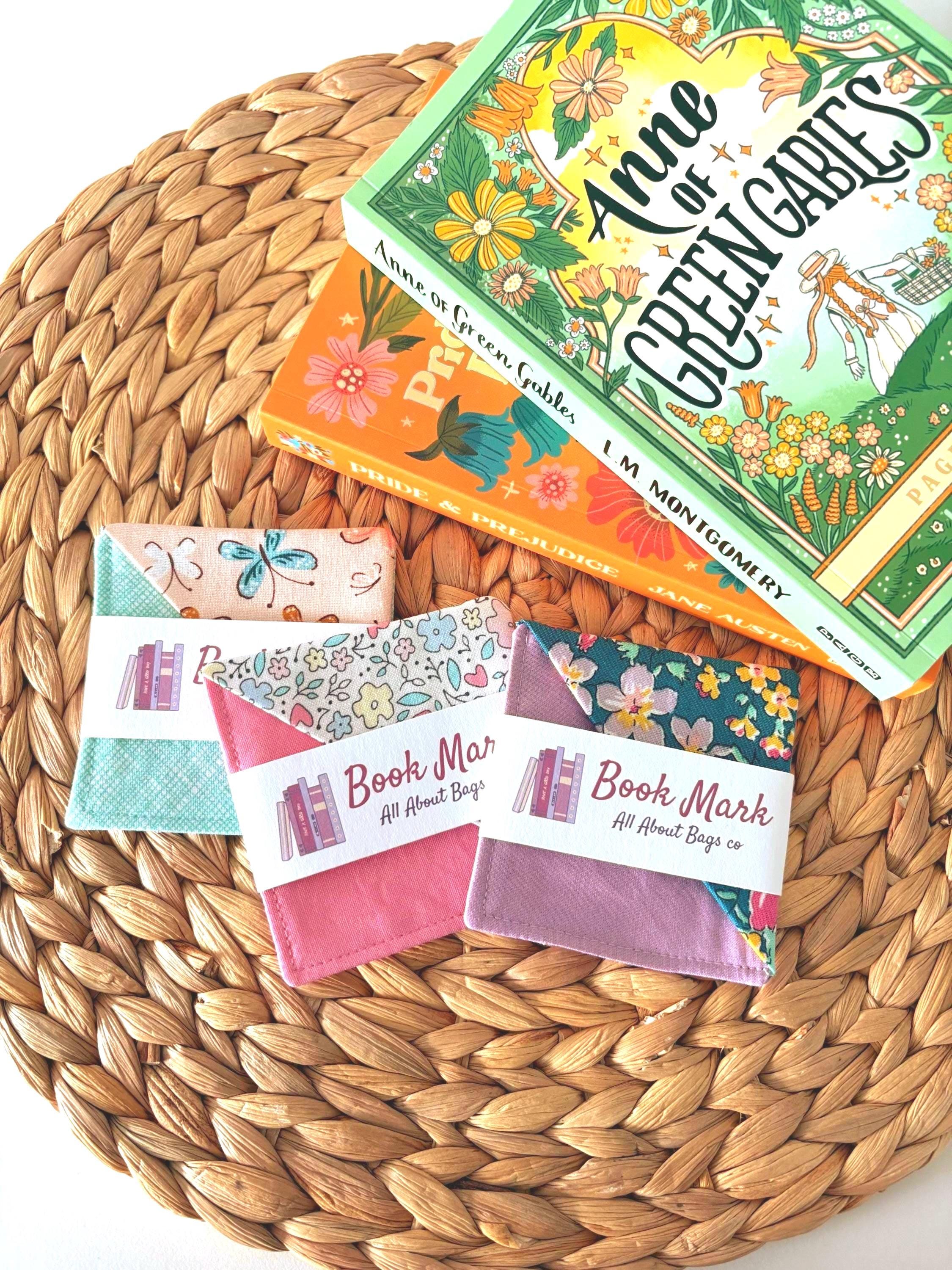 Floral Fabric Corner Bookmark: Cotton Book Page Saver, Bookish gift - All About Bags Co