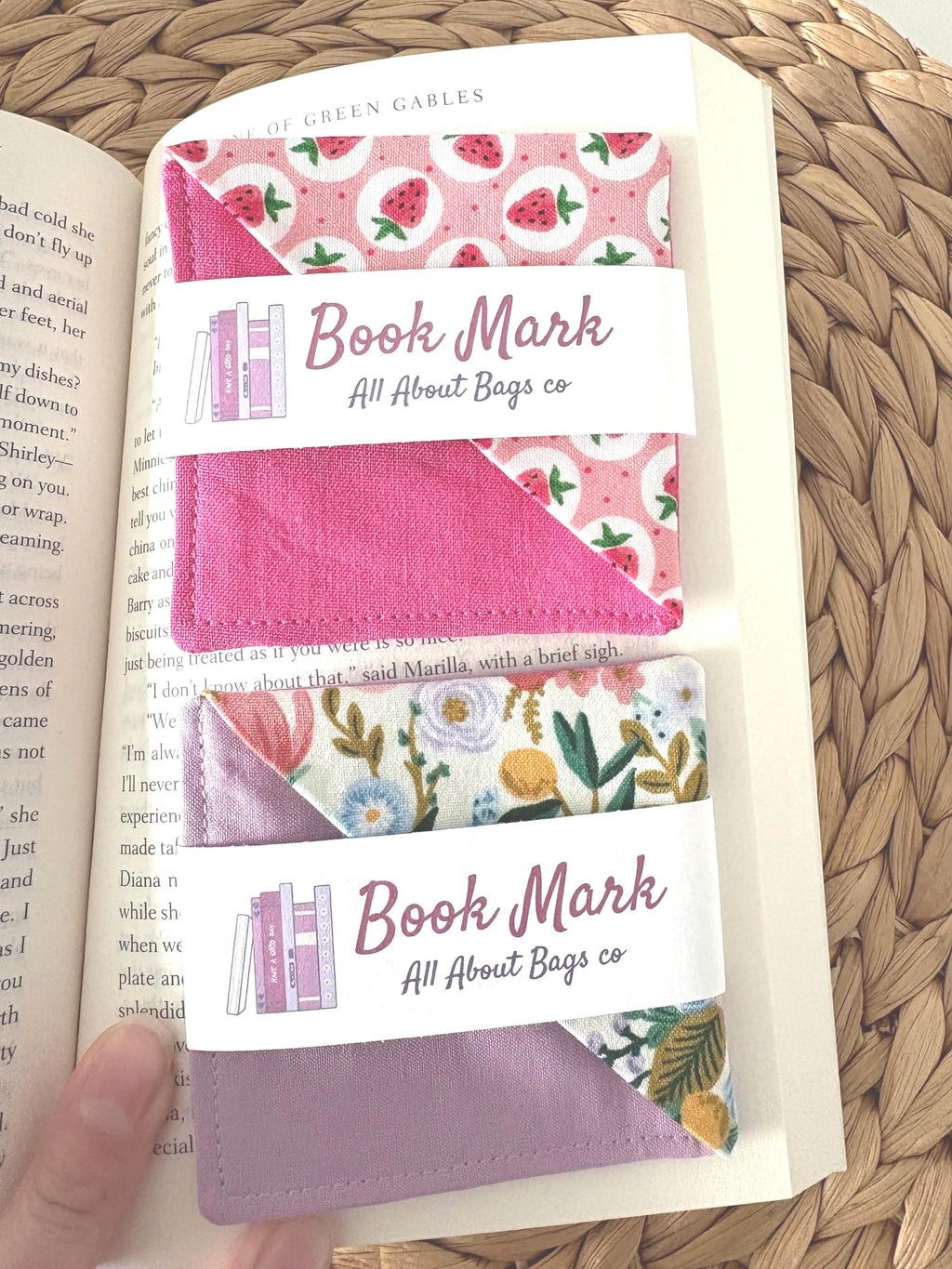 Floral Fabric Corner Bookmark: Cotton Book Page Saver, Bookish gift - All About Bags Co