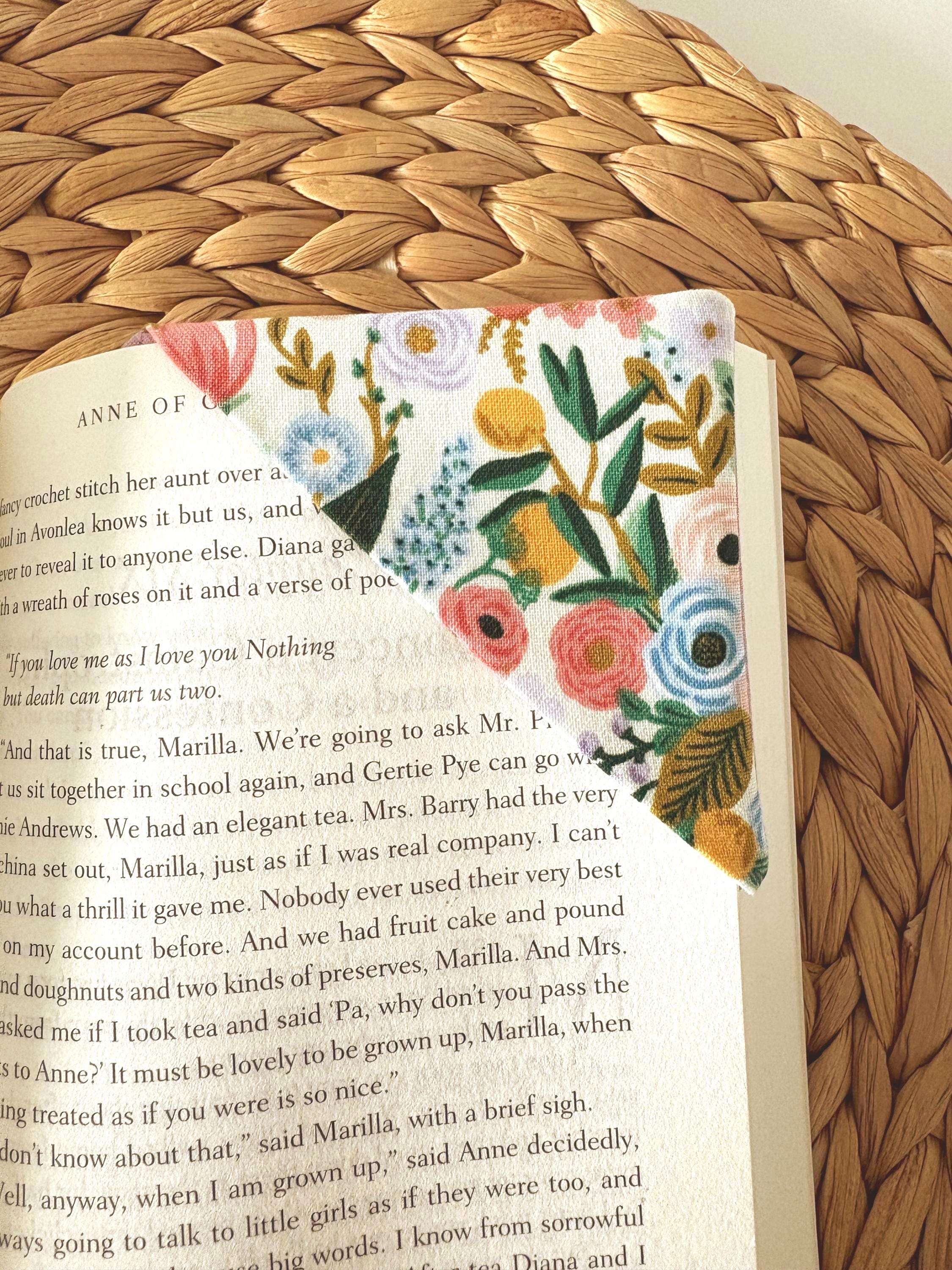 Floral Fabric Corner Bookmark: Cotton Book Page Saver, Bookish gift - All About Bags Co