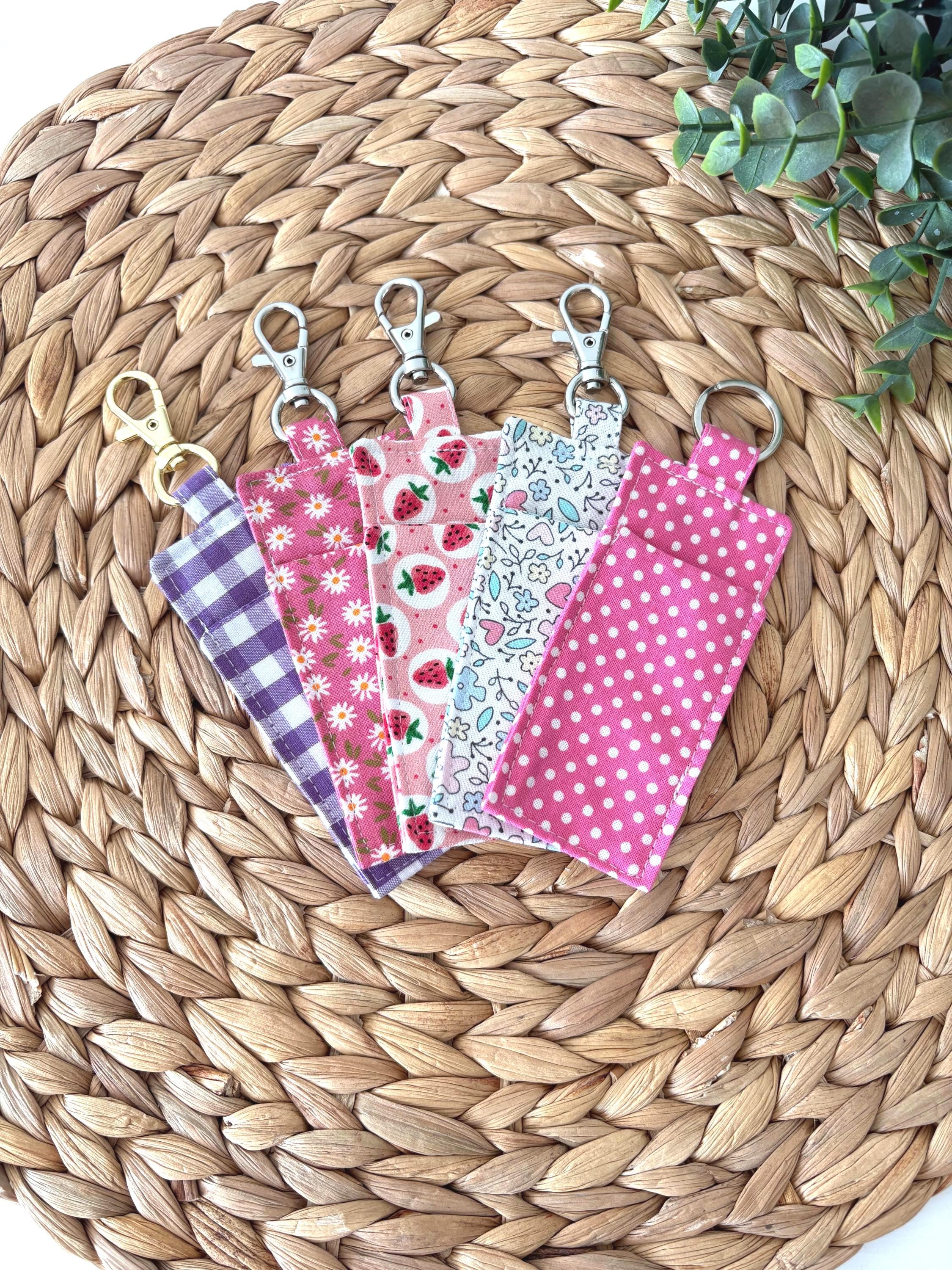 Handmade Lip Balm Holder Keychain – Chapstick Pouch, Lipstick Case, Lip Gloss Bag Charm - All About Bags Co