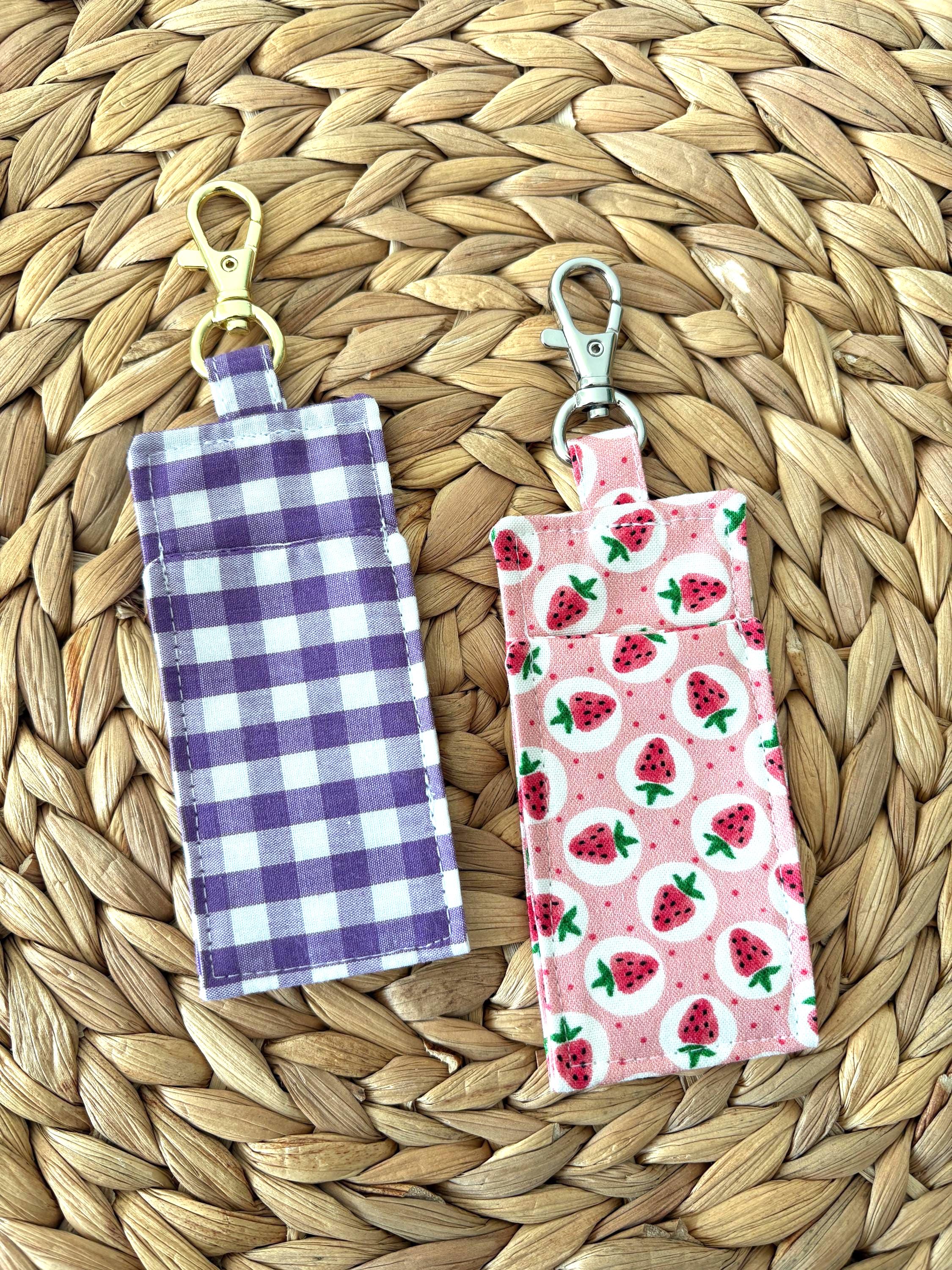 Handmade Lip Balm Holder Keychain – Chapstick Pouch, Lipstick Case, Lip Gloss Bag Charm - All About Bags Co