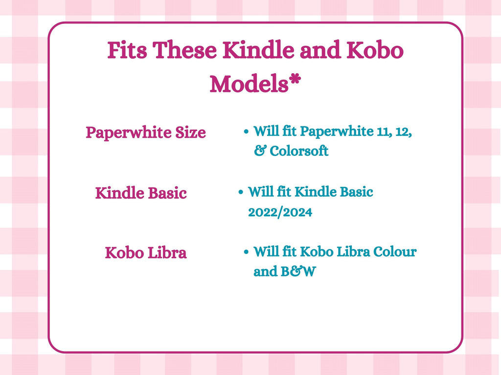 Kindle and Kobo inserts, strawberry patchwork and stamp designs: bookish E reader accessory - All About Bags Co