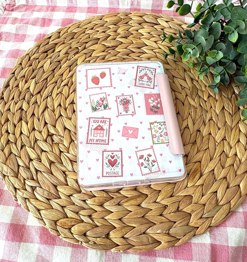 Kindle and Kobo inserts, strawberry patchwork and stamp designs: bookish E reader accessory - All About Bags Co