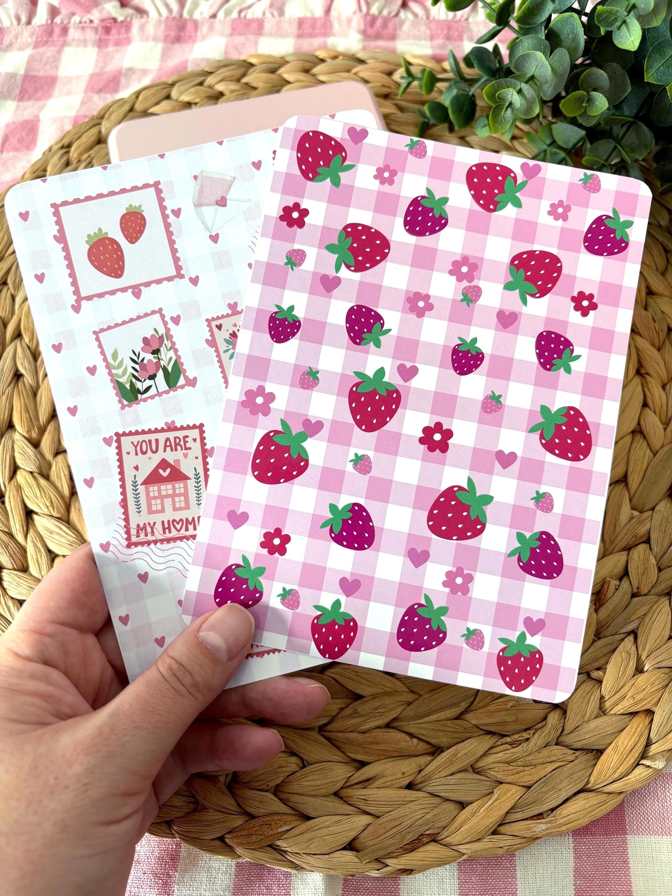 Kindle and Kobo inserts, strawberry patchwork and stamp designs: bookish E reader accessory - All About Bags Co