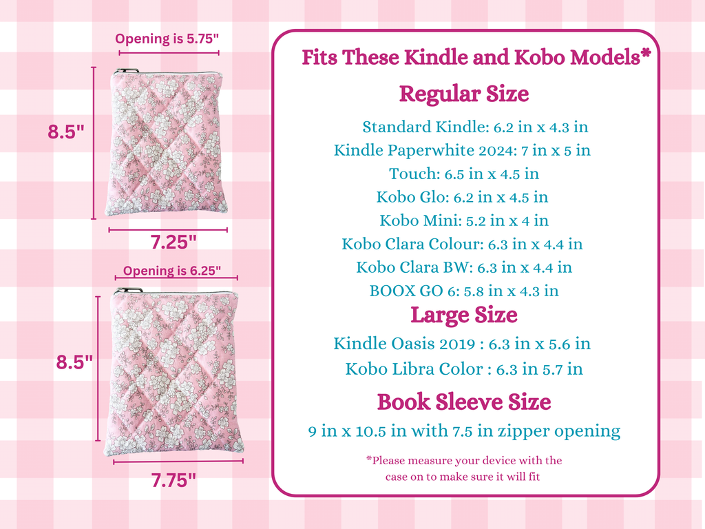 Housse de liseuse matelassée en vichy patchwork rose pêche : Housse de liseuse en coton matelassé