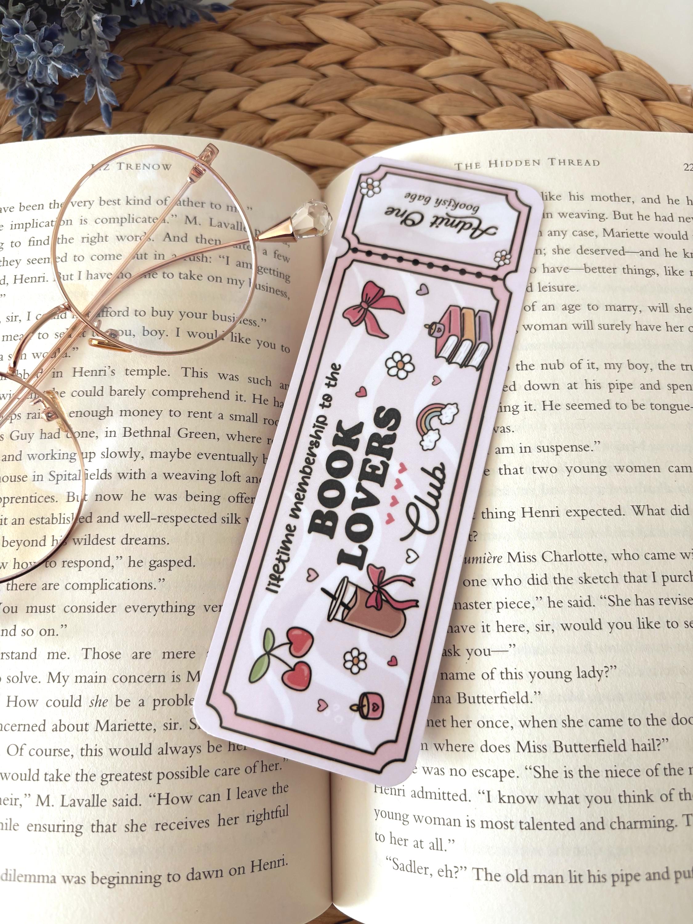 Laminated Bookmarks, strawberry patchwork, matcha, cozy Admit One Ticket Design - All About Bags Co