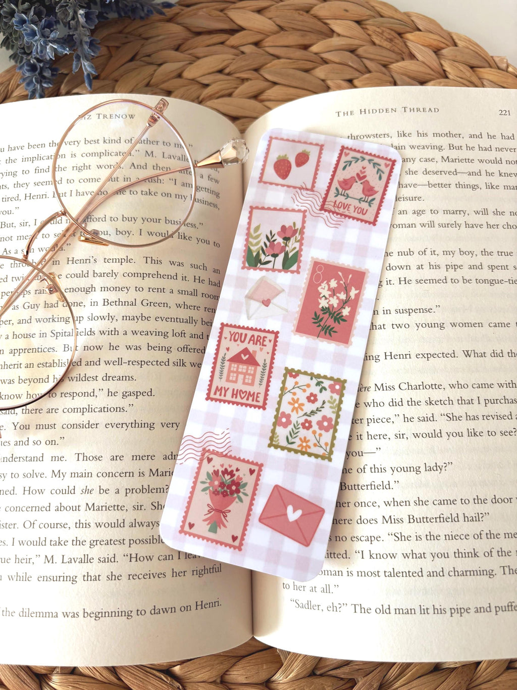 Laminated Bookmarks, strawberry patchwork, matcha, cozy Admit One Ticket Design - All About Bags Co
