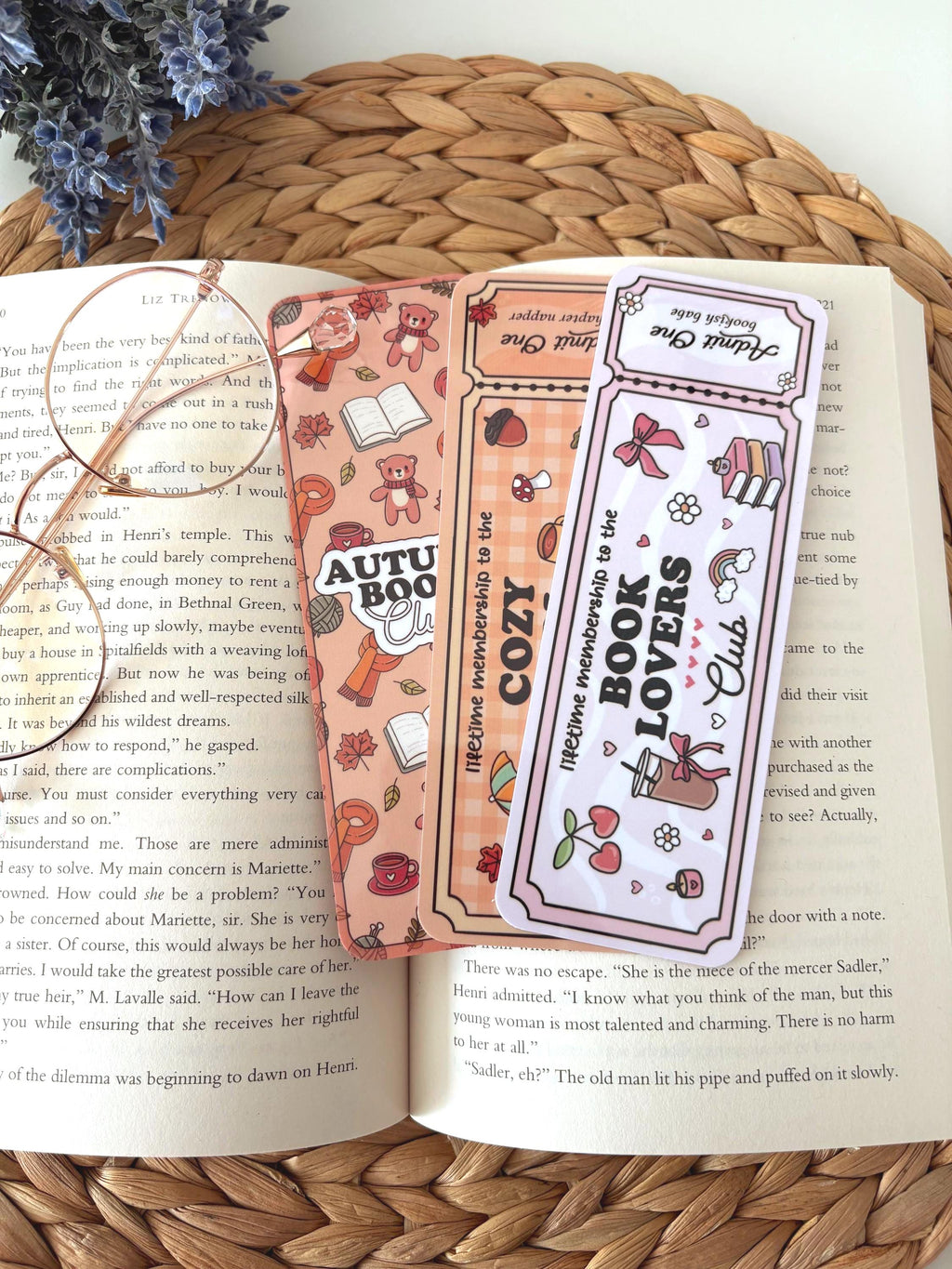 Laminated Bookmarks, strawberry patchwork, matcha, cozy Admit One Ticket Design - All About Bags Co