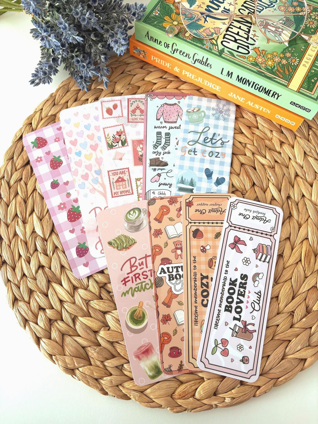 Laminated Bookmarks, strawberry patchwork, matcha, cozy Admit One Ticket Design - All About Bags Co