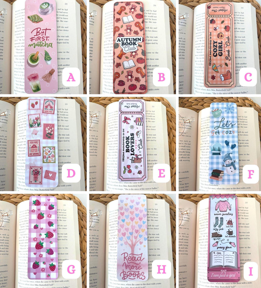 Laminated Bookmarks, strawberry patchwork, matcha, cozy Admit One Ticket Design - All About Bags Co