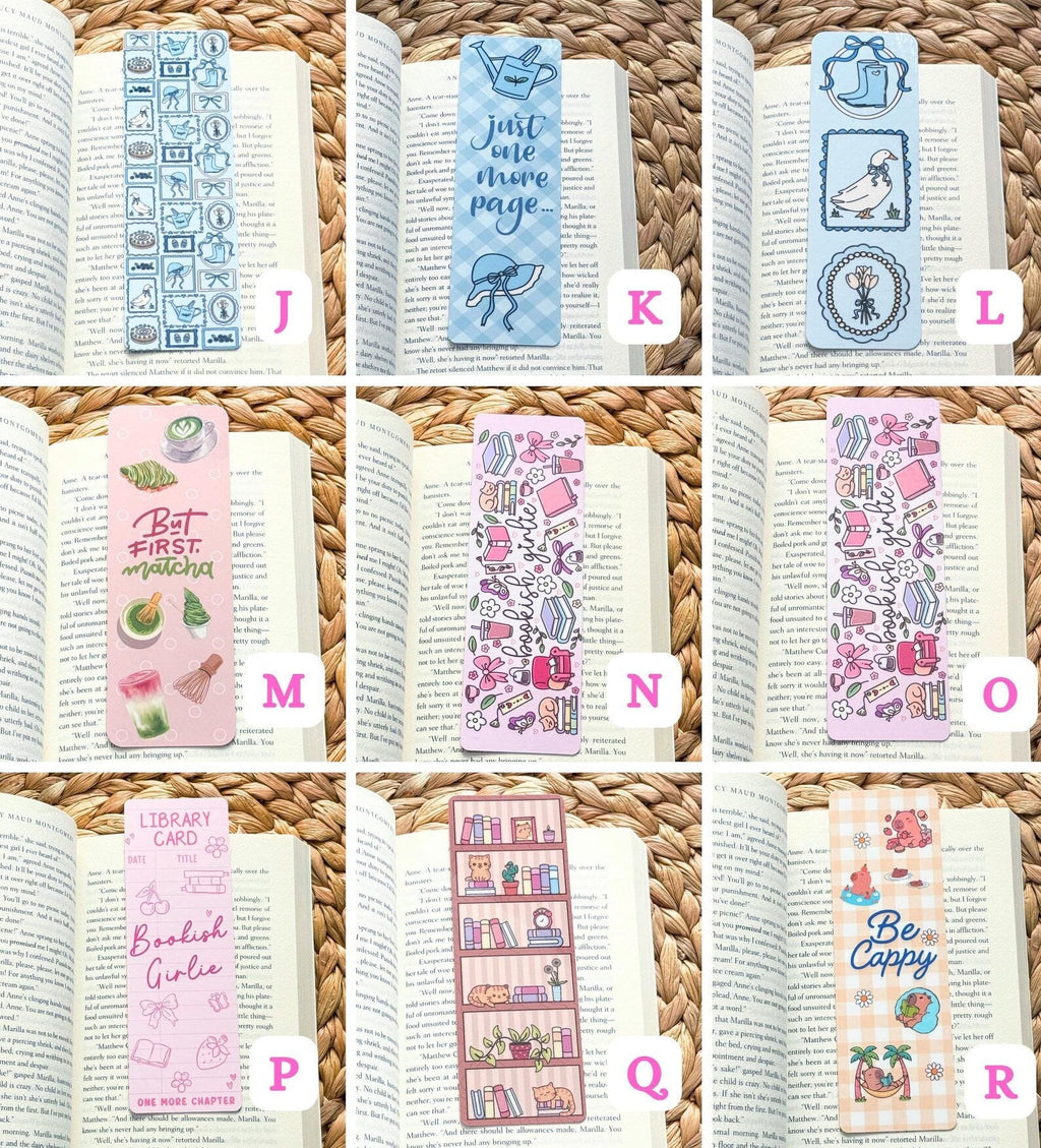 Laminated Bookmarks – Strawberry Patchwork, Matcha & Cozy Admit One Ticket Designs - All About Bags Co