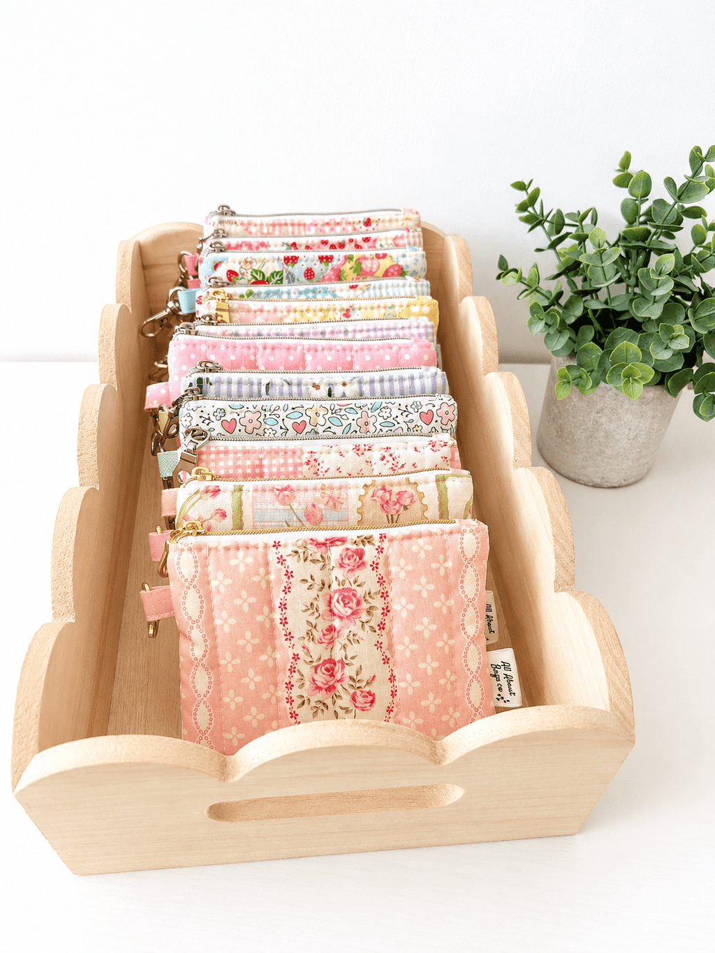 Mini Quilted Zipper Pouch: Cotton Wallet with pocket and clip - All About Bags Co