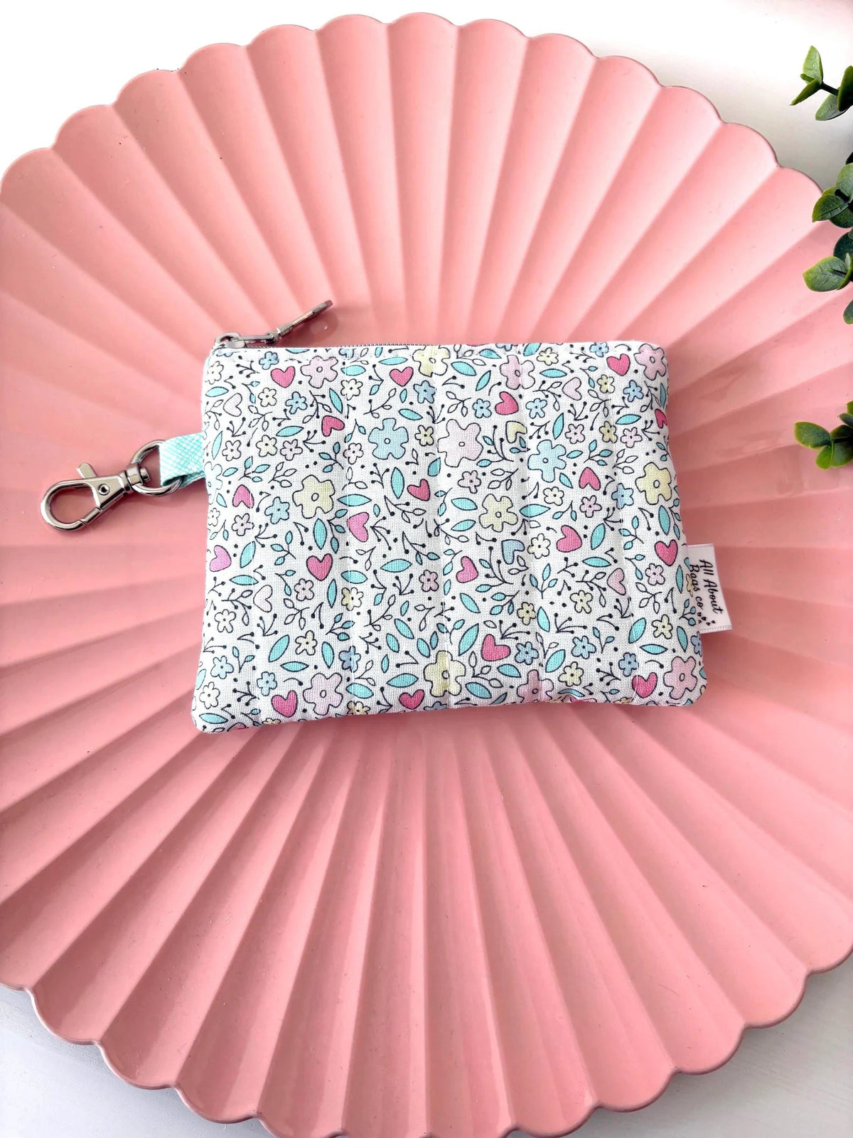 Mini Quilted Zipper Pouch: Cotton Wallet with pocket and clip - All About Bags Co