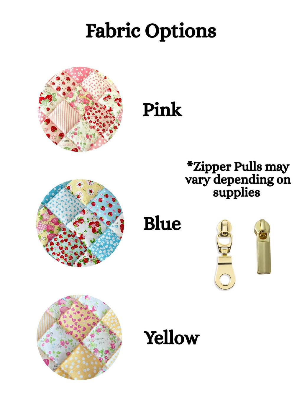 Mini Quilted Zipper Pouch: Strawberry Patchwork Cotton Wallet with pocket and clip - All About Bags Co