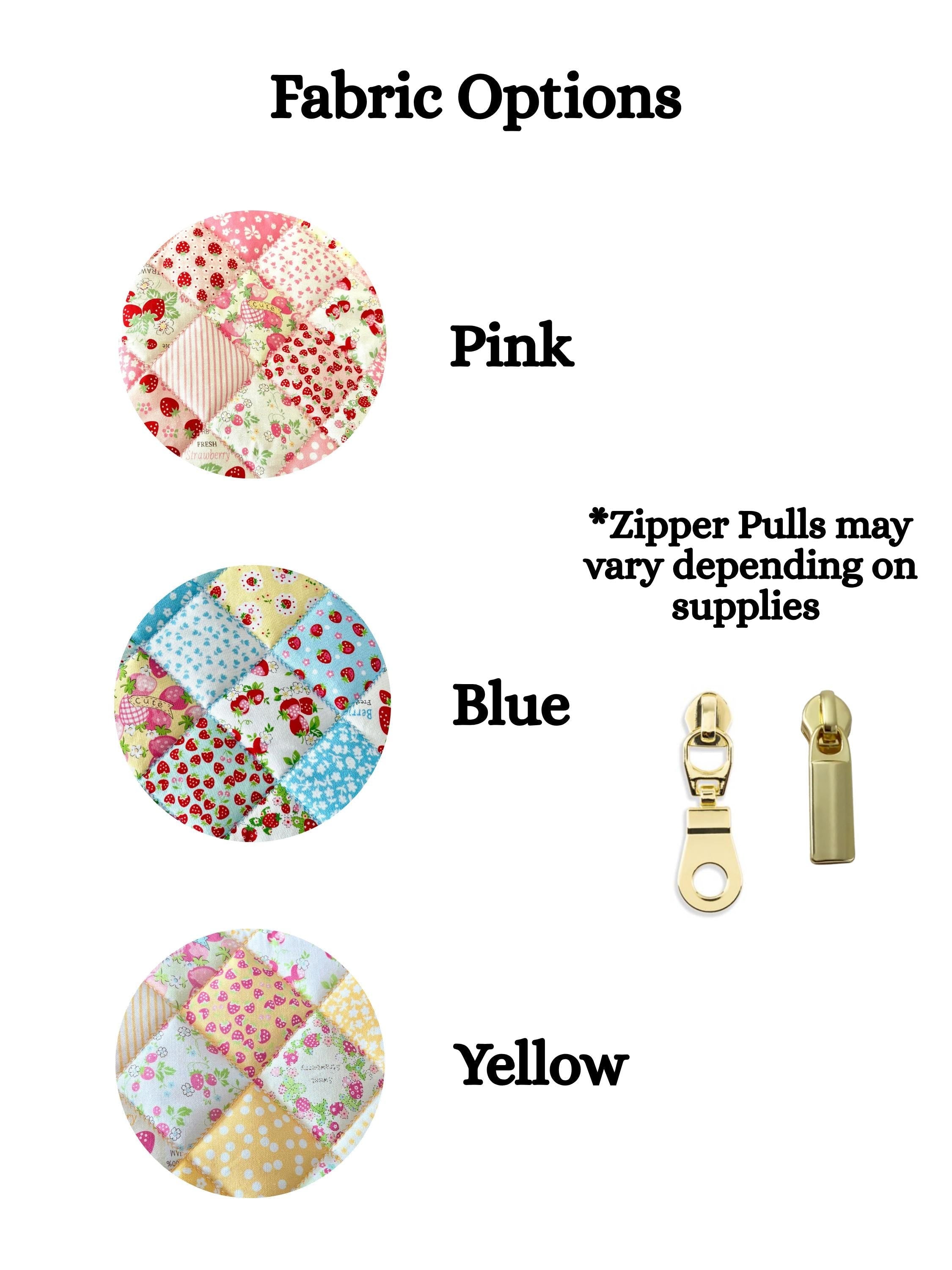 Mini Quilted Zipper Pouch: Strawberry Patchwork Cotton Wallet with pocket and clip - All About Bags Co