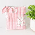 Peach Pink Patchwork Gingham Quilted Kindle Sleeve: Quilted Cotton E-reader Cover - All About Bags Co