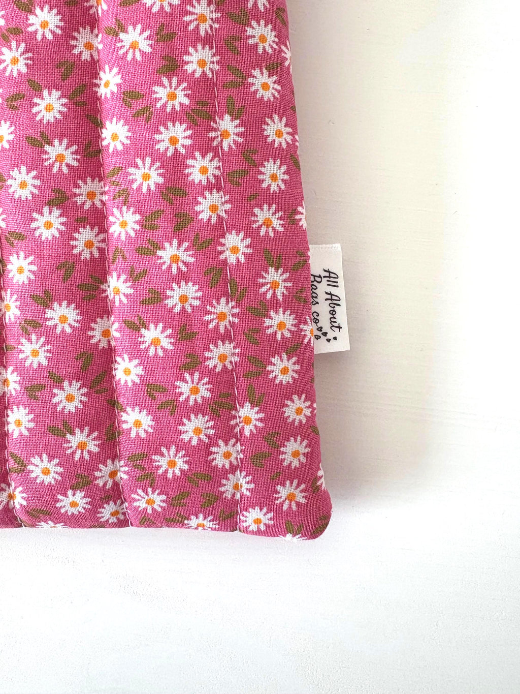 Pink and white Floral Quilted Kindle Sleeve: Padded Cotton E - reader Cover - All About Bags Co