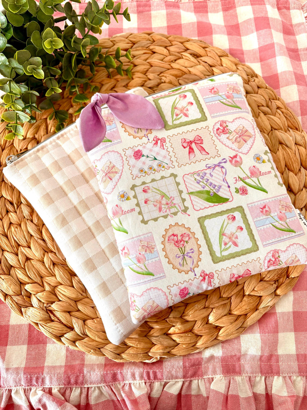 Pink Floral Patchwork Stamp Kindle Sleeve: Padded E - reader Cover and booksleeve - All About Bags Co
