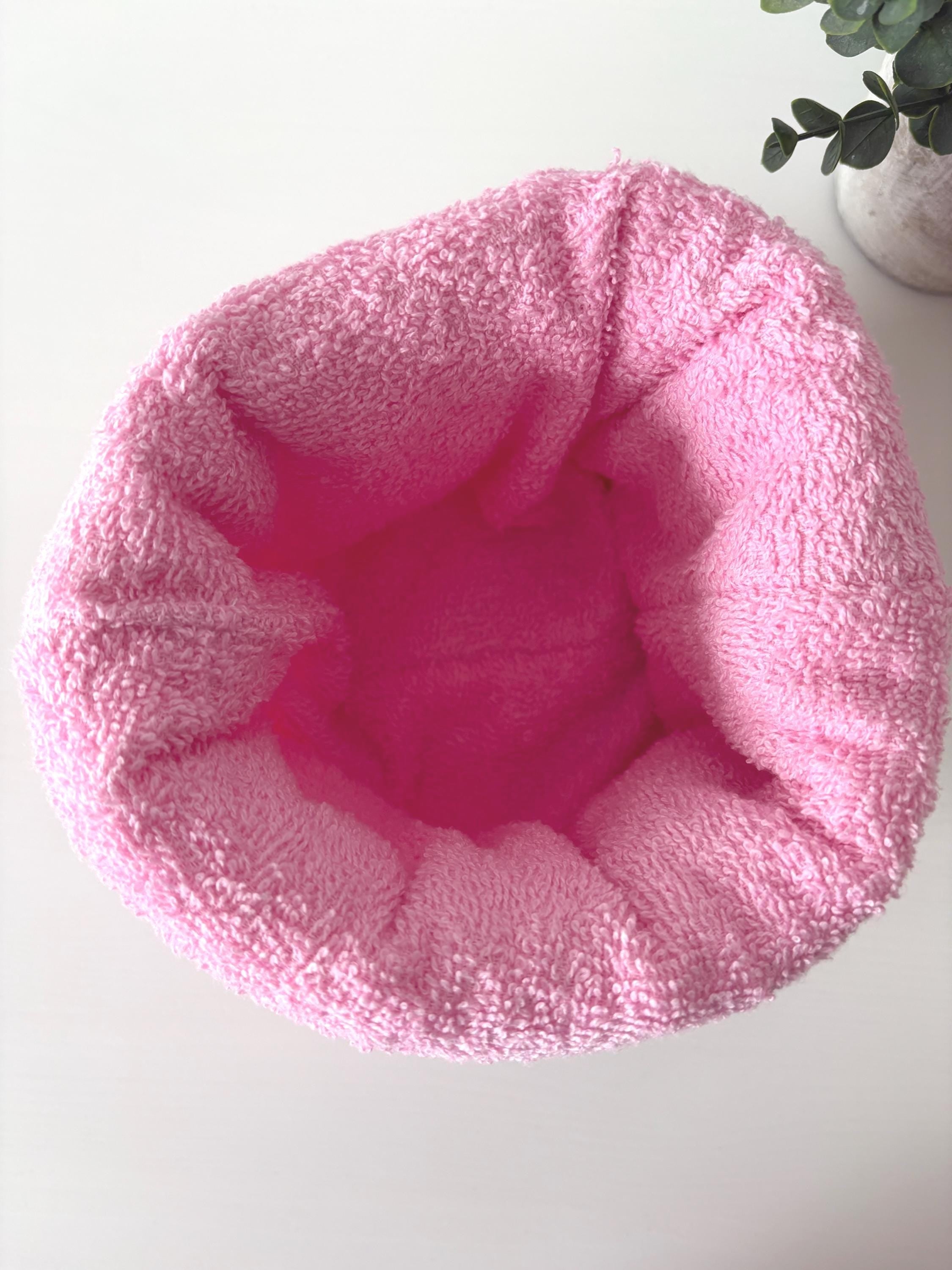 Pink gingham Padded Vanity Organizer with Towel lining – Handmade Cotton puffy basket - All About Bags Co