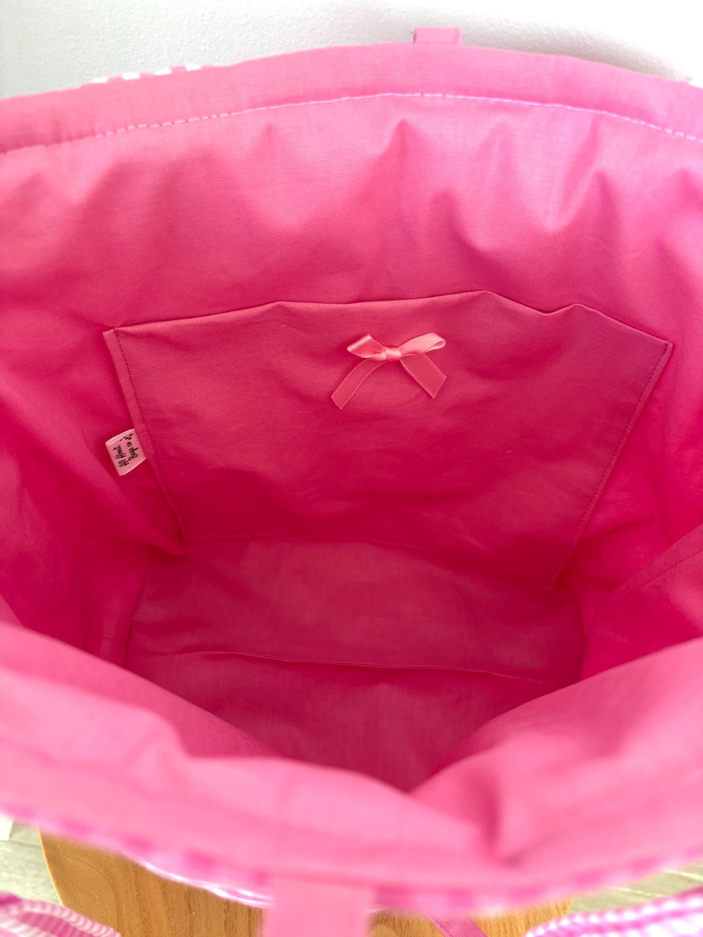 Pink Gingham Quilted Cotton Padded Tote Bag, Cottage core purse - All About Bags Co