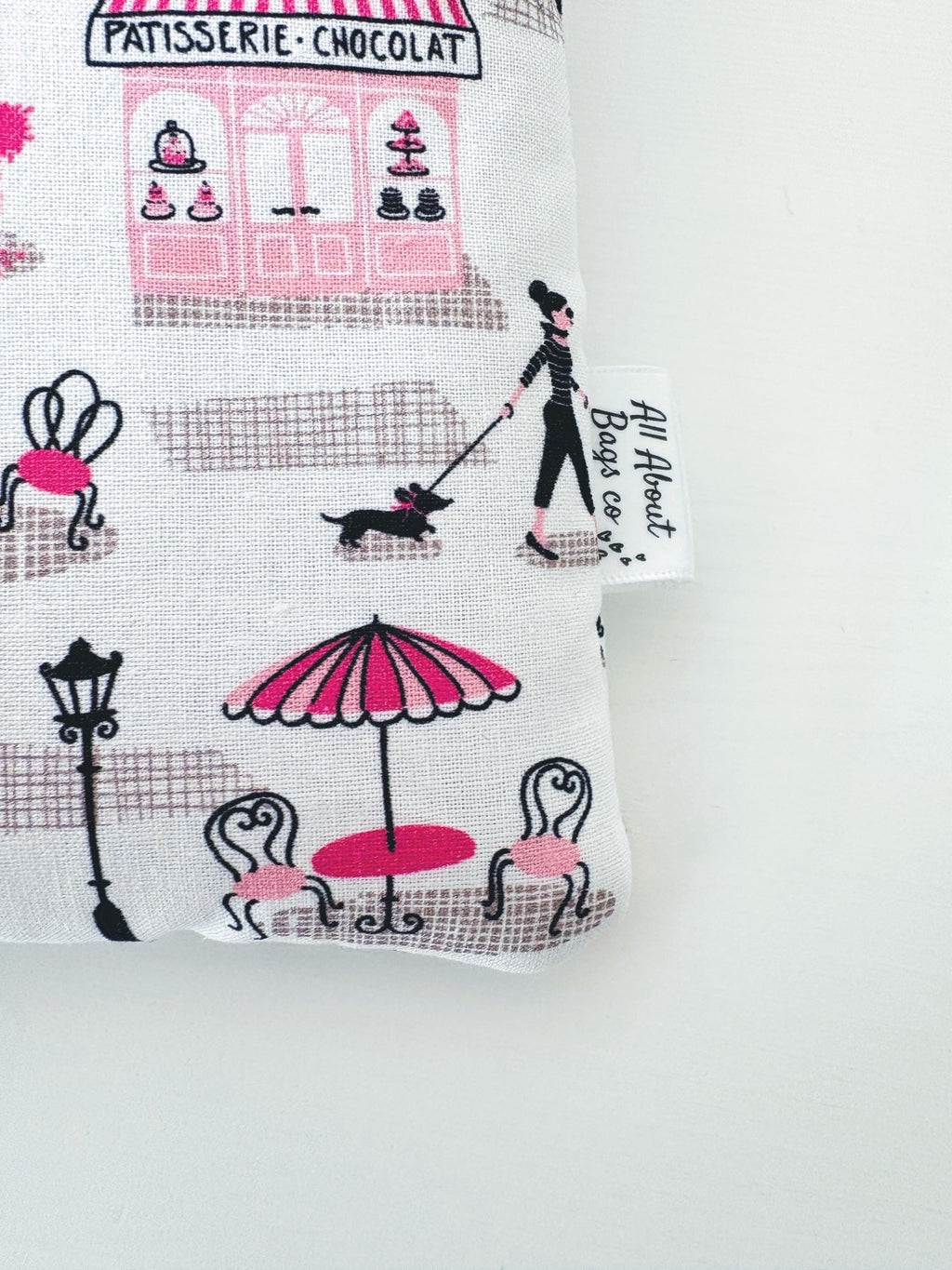 Pink Paris cafe print Kindle Sleeve: Padded E - reader Cover and book sleeve - All About Bags Co