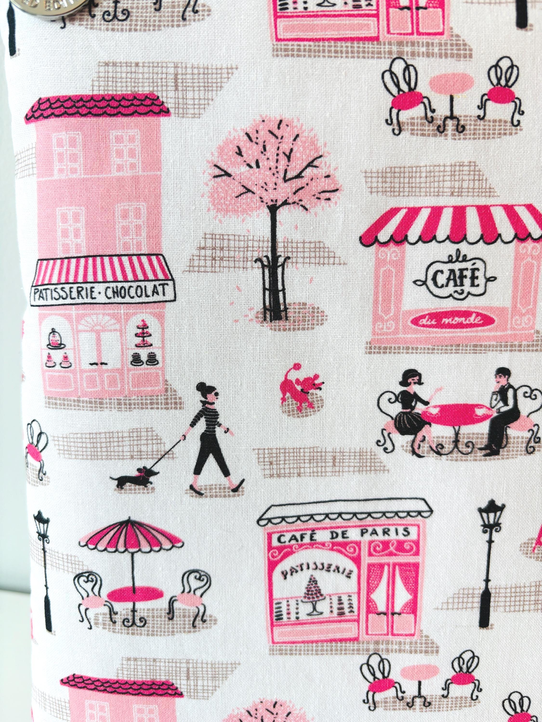 Pink Paris cafe print Kindle Sleeve: Padded E - reader Cover and book sleeve - All About Bags Co
