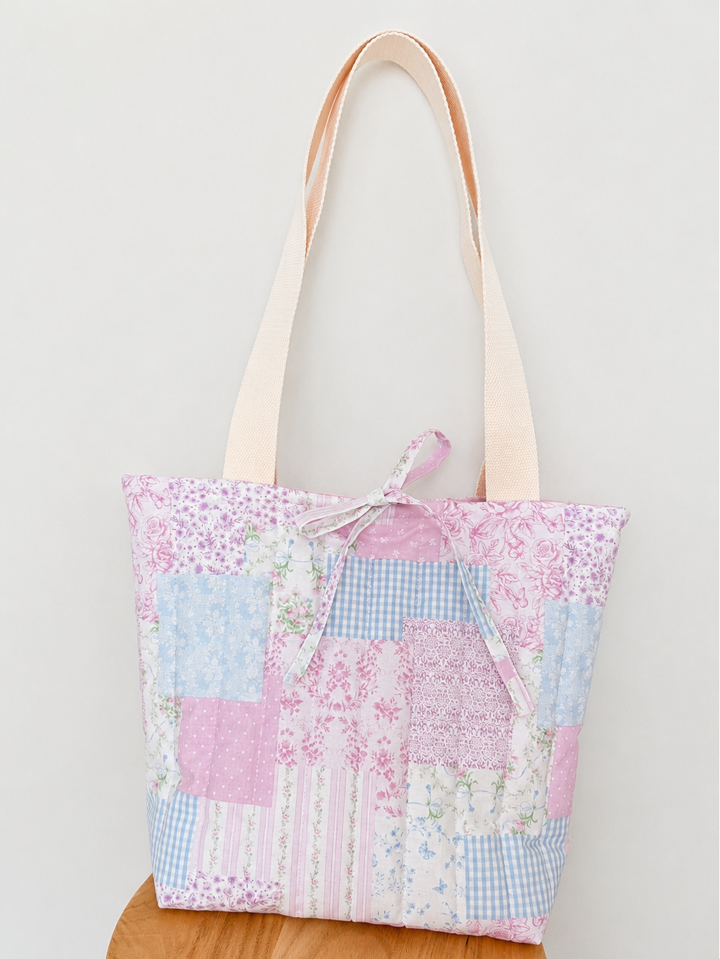 Pastel Patchwork Quilted Tote Bag