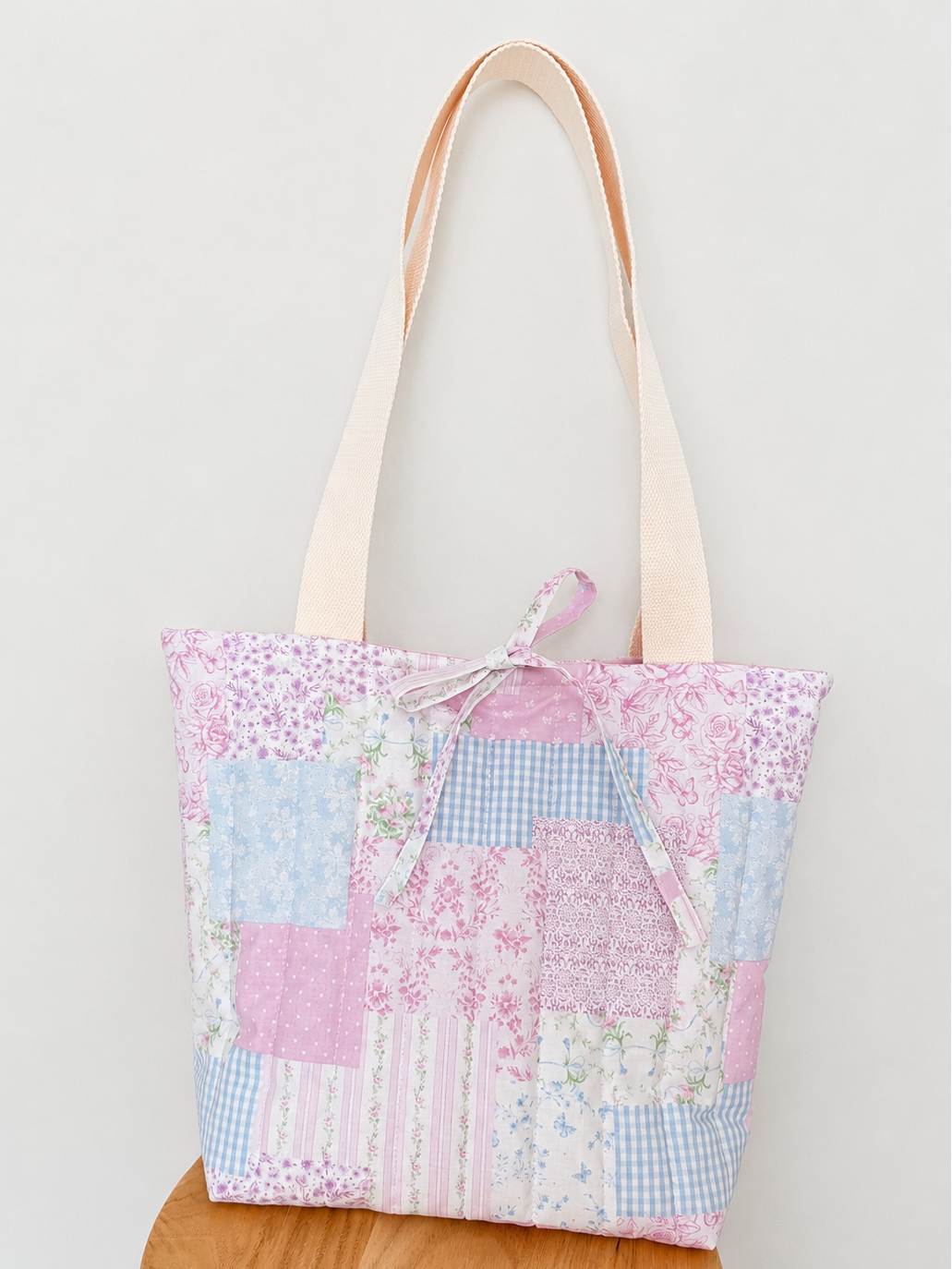 Pastel Patchwork Quilted Tote Bag