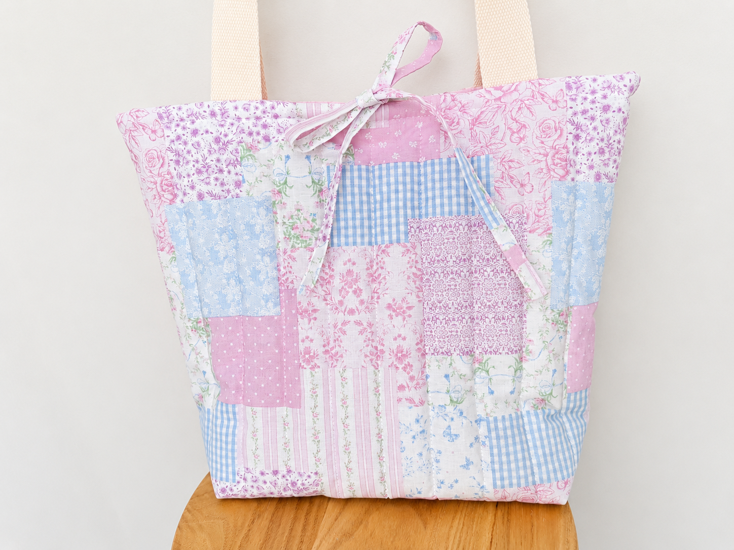 Pastel Patchwork Quilted Tote Bag