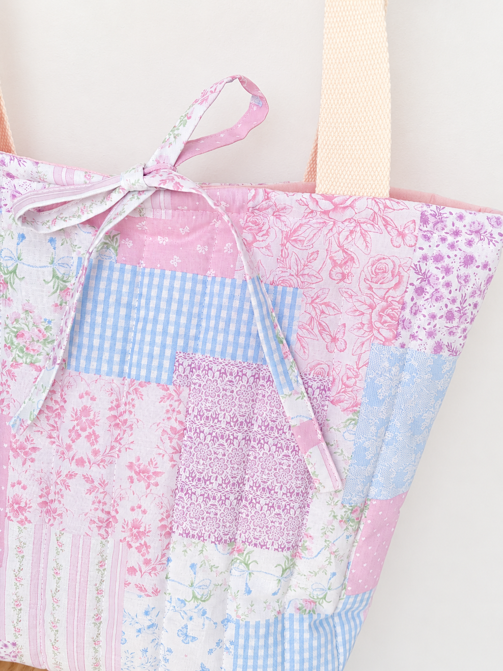 Pastel Patchwork Quilted Tote Bag