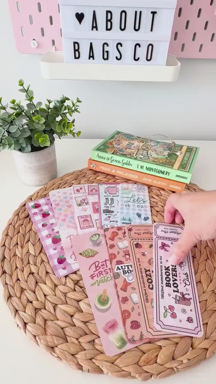 Marque-pages plastifiés, patchwork fraise, matcha, design confortable Ticket d'entrée