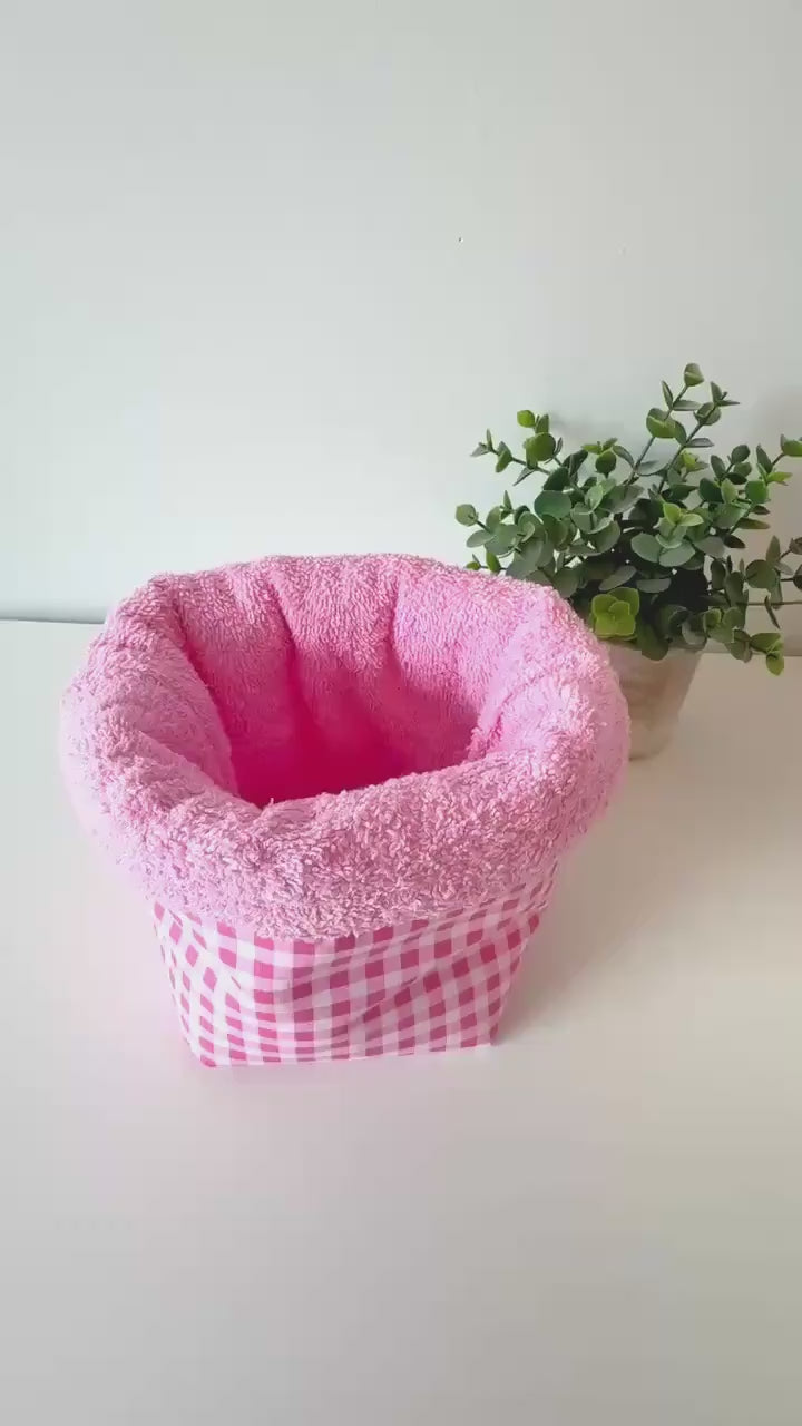 Pink Gingham Vanity Organizer Bucket