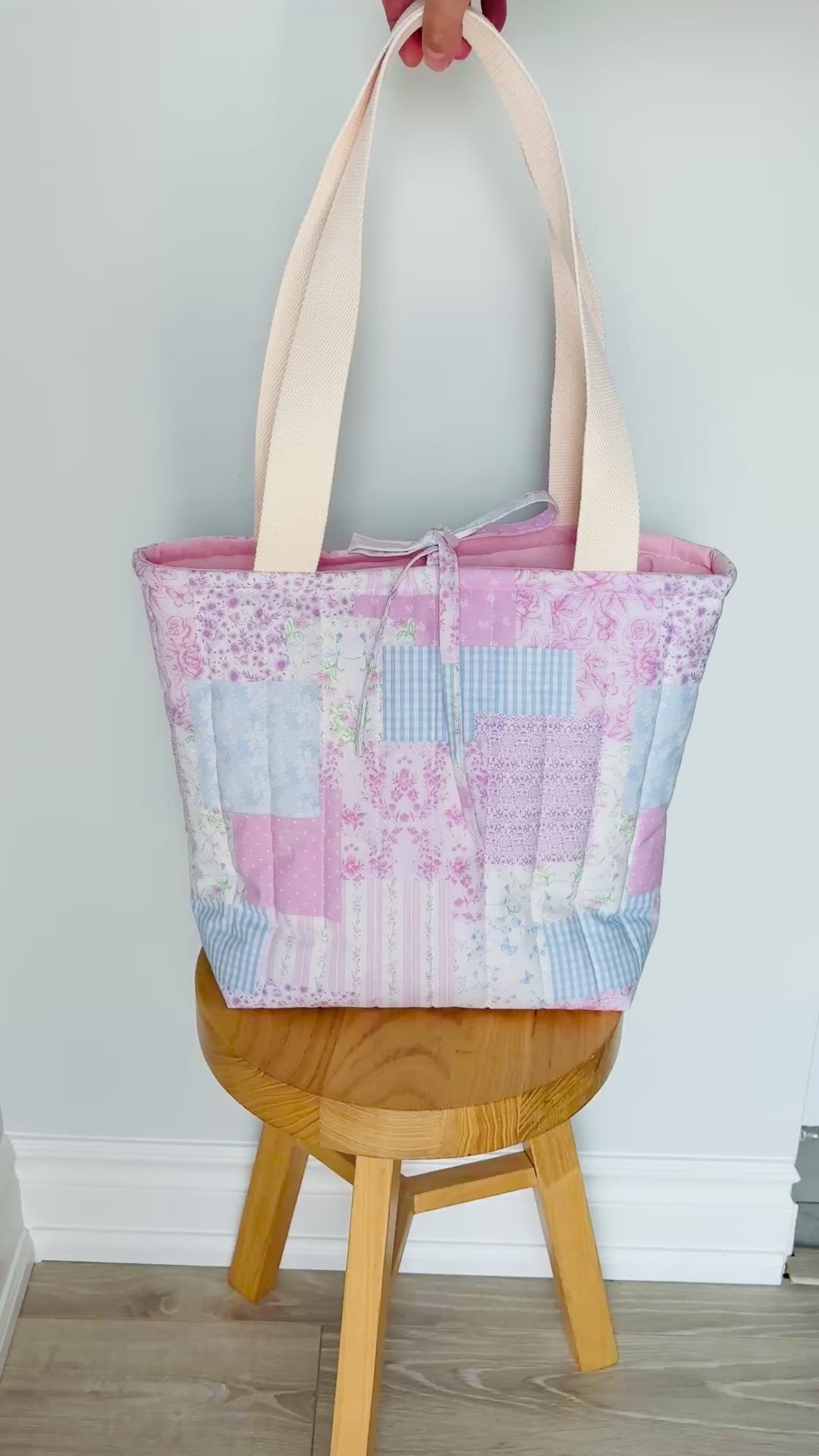 Pastel Patchwork Quilted Tote Bag