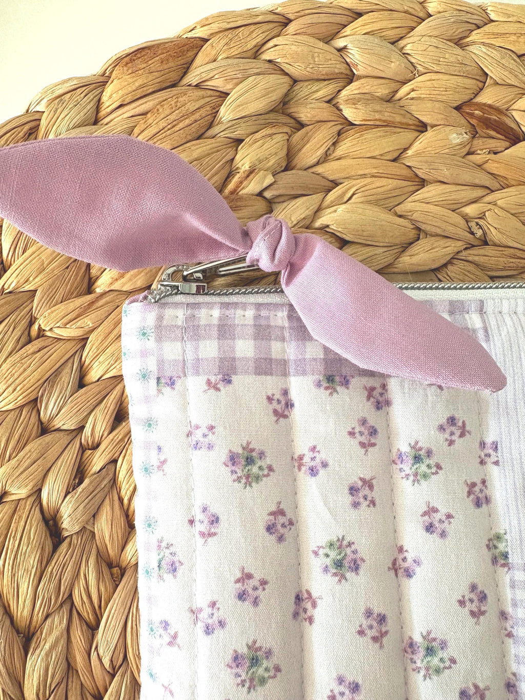 Purple Patchwork Gingham Quilted Kindle Sleeve: Quilted Cotton E - reader Cover - All About Bags Co