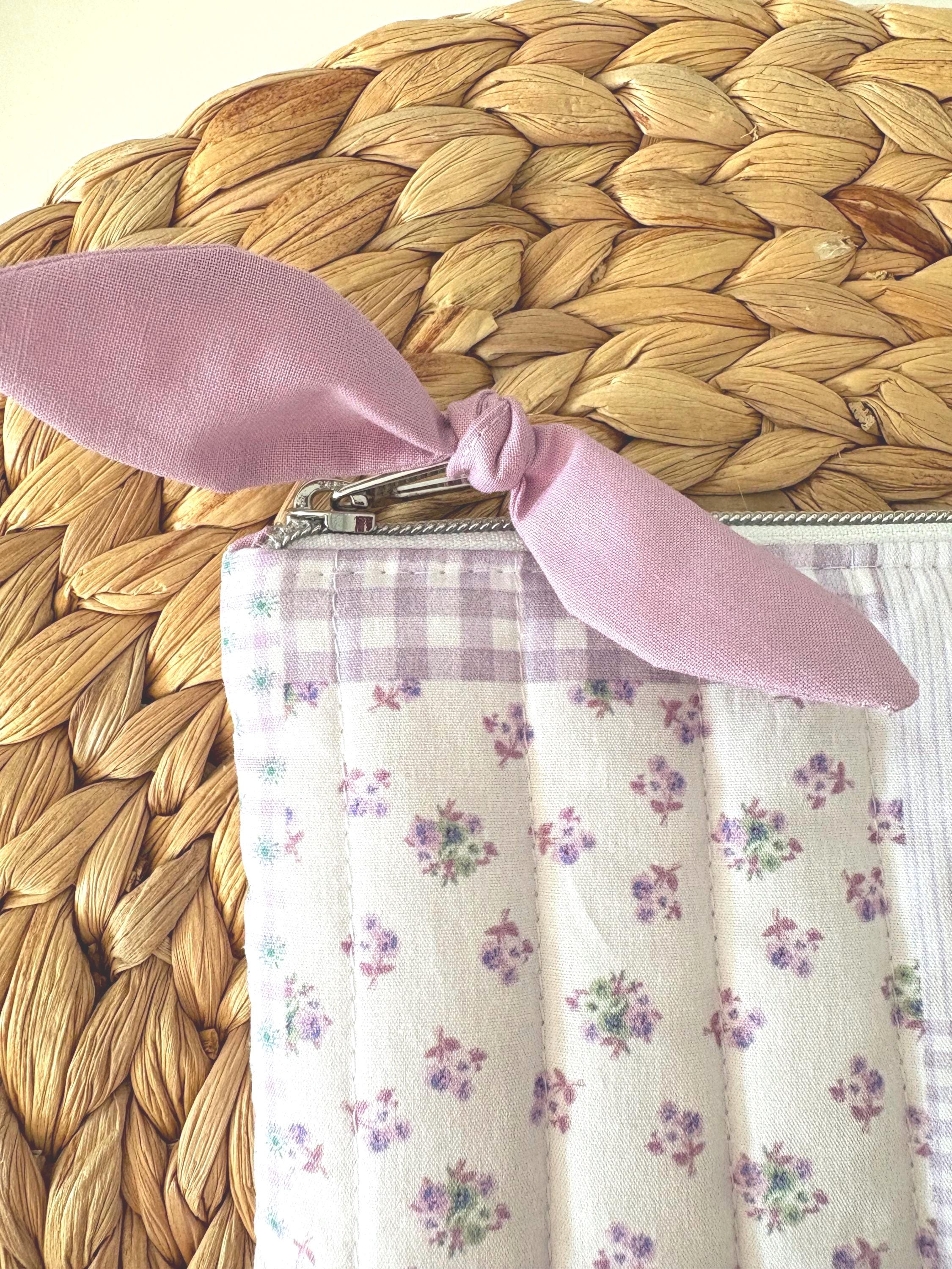 Purple Patchwork Gingham Quilted Kindle Sleeve: Quilted Cotton E - reader Cover - All About Bags Co