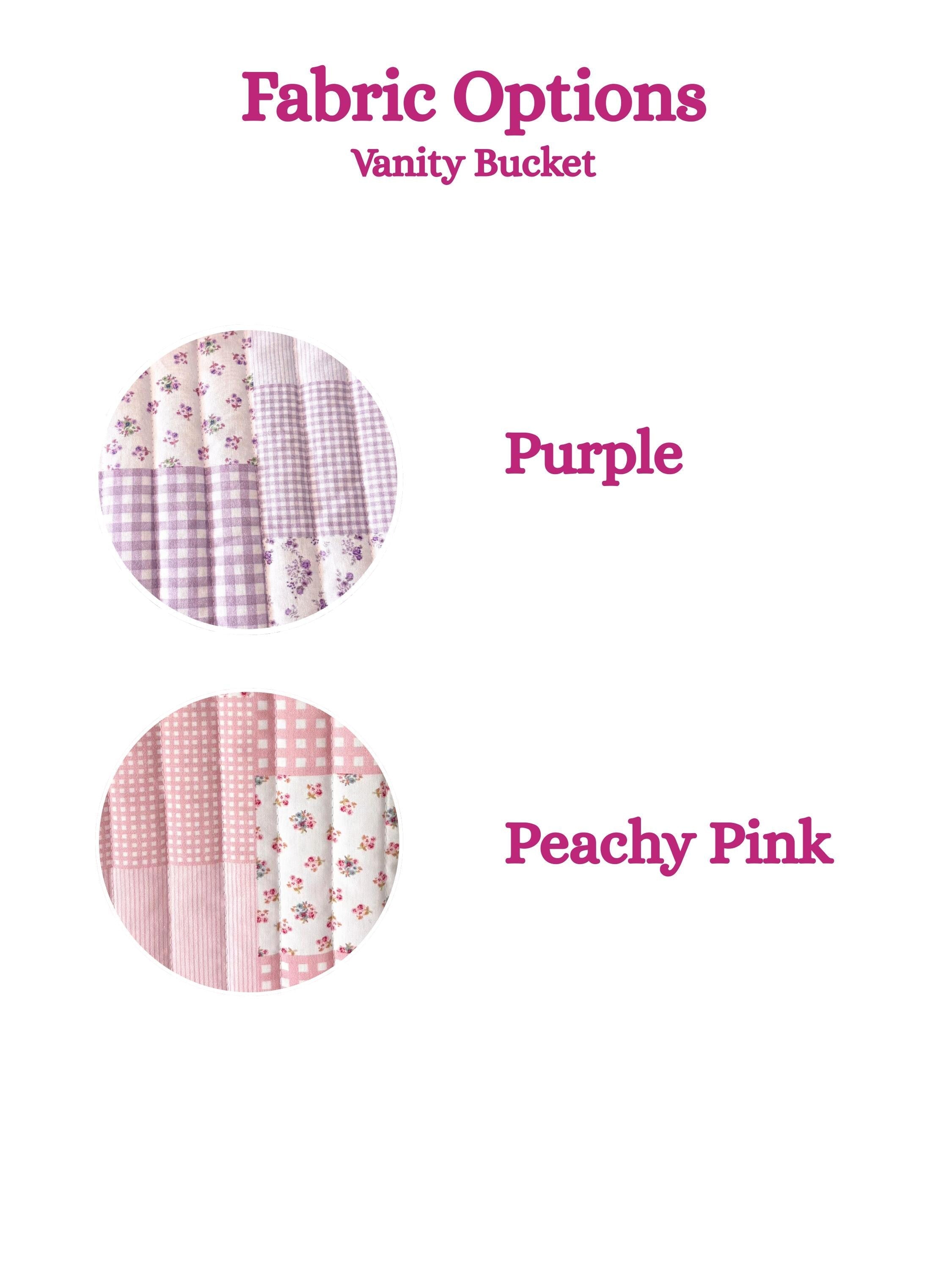 Purple Patchwork Vanity Organizer – Handmade Cotton puff basket - All About Bags Co