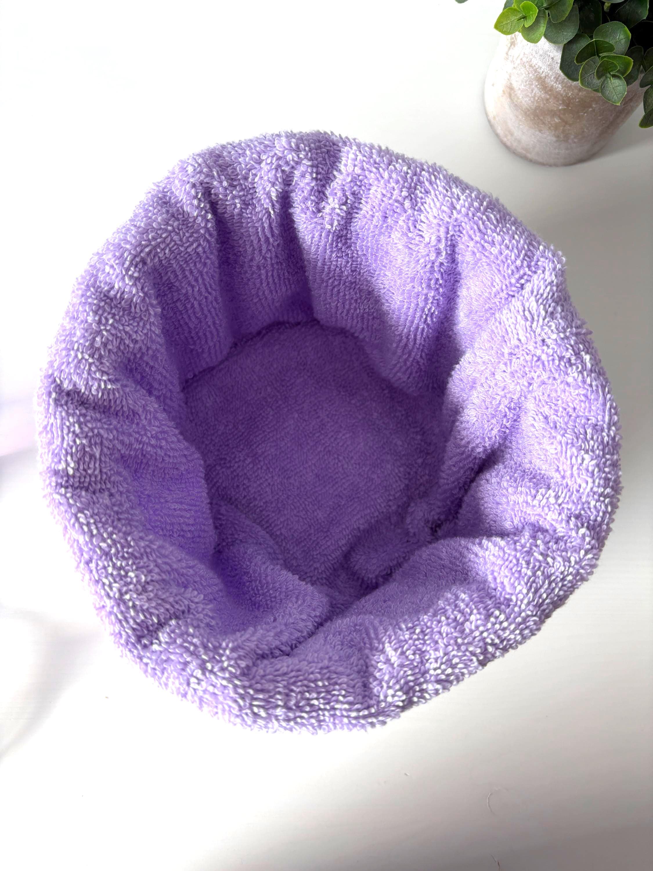 Purple Patchwork Vanity Organizer – Handmade Cotton puff basket - All About Bags Co