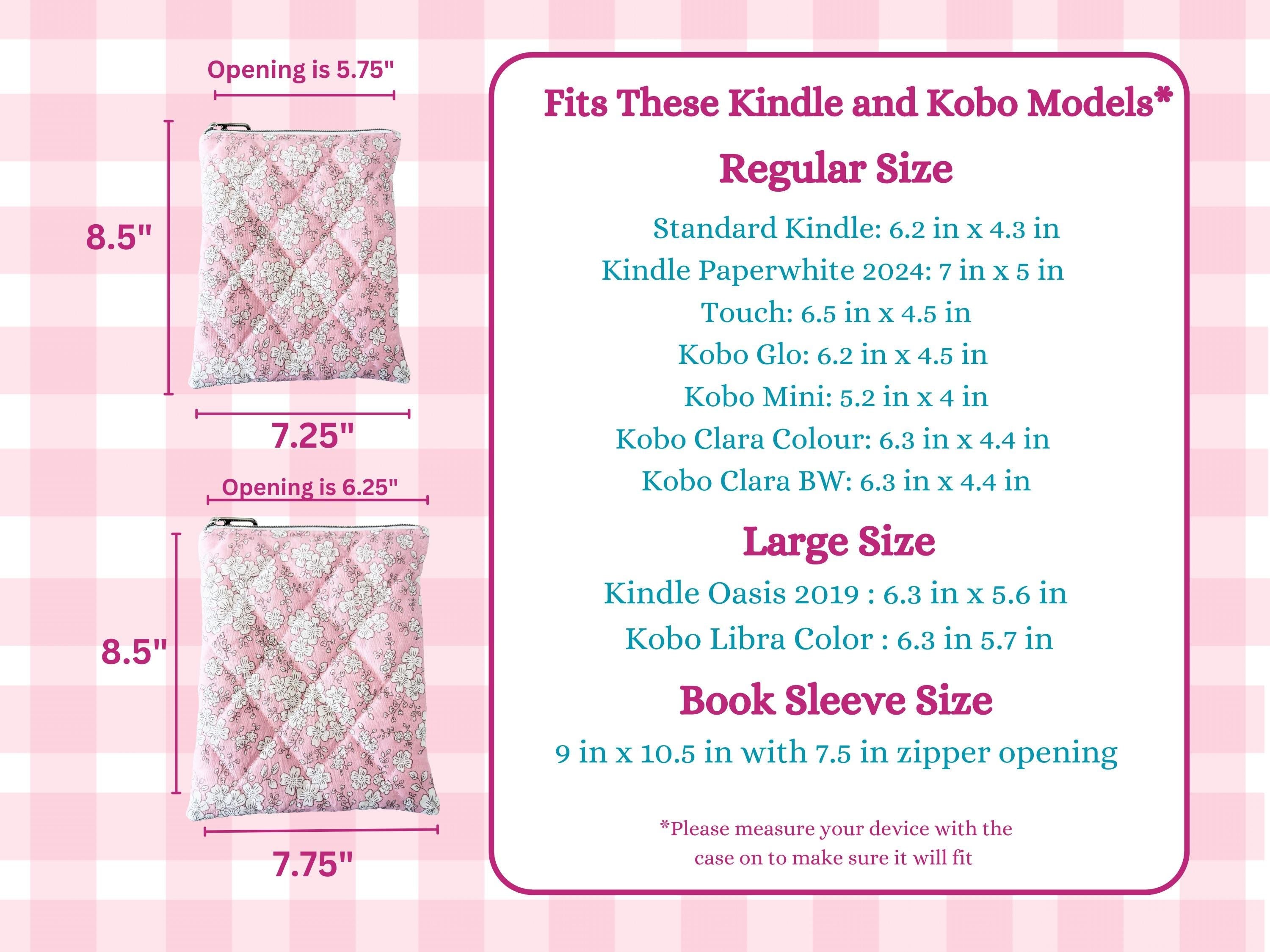 Quilted Kindle Sleeve: Pink corduroy with polka dot bow E - reader Cover - All About Bags Co