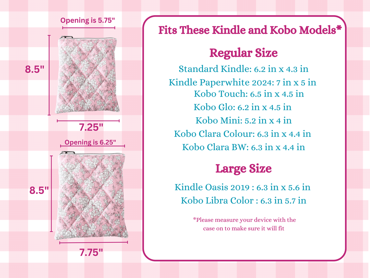 Quilted Kindle Sleeve: Rifle Paper Co Floral with turquoise Corduroy Pocket - All About Bags Co